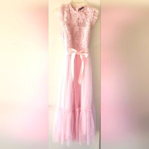 Simplee Women's Pink Tulle and Lace Dress Size L